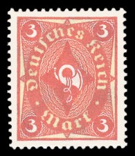 3 M Briefmarke: Posthornzeichnung, 3M (Wz Waffeln)