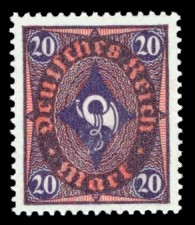 20 M Briefmarke: Posthornzeichnung, 20M (Wz Waffeln) 20 M Briefmarke: Posthornzeichnung, 20M (Wz Waffeln)