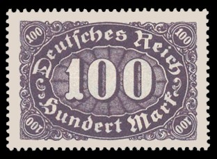 100 M Briefmarke: Ziffer im Queroval, 100M (Wz Rauten)