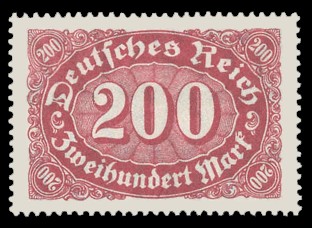200 M Briefmarke: Ziffer im Queroval, 200M (Wz Rauten)