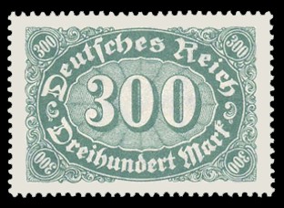 300 M Briefmarke: Ziffer im Queroval, 300M (Wz Rauten)