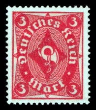 3 M Briefmarke: Posthornzeichnung, 3M (einfarbig)