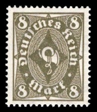 8 M Briefmarke: Posthornzeichnung, 8M (einfarbig) 8 M Briefmarke: Posthornzeichnung, 8M (einfarbig)