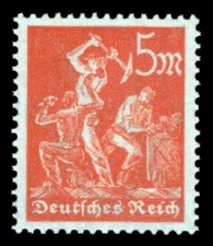 5 M Briefmarke: Arbeiter, Bergmann (links gewendete Darstellung) 5 M Briefmarke: Arbeiter, Bergmann (links gewendete Darstellung)