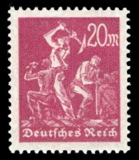 20 M Briefmarke: Arbeiter, Bergmann (links gewendete Darstellung) 20 M Briefmarke: Arbeiter, Bergmann (links gewendete Darstellung)