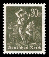30 M Briefmarke: Arbeiter, Bergmann (links gewendete Darstellung) 30 M Briefmarke: Arbeiter, Bergmann (links gewendete Darstellung)