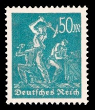 50 M Briefmarke: Arbeiter, Bergmann (links gewendete Darstellung)