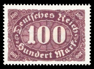 100 M Briefmarke: Ziffer im Queroval, 100M (Wz Waffeln) 100 M Briefmarke: Ziffer im Queroval, 100M (Wz Waffeln)