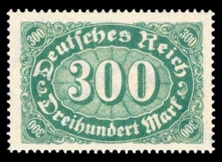 300 M Briefmarke: Ziffer im Queroval, 300M (Wz Waffeln) 300 M Briefmarke: Ziffer im Queroval, 300M (Wz Waffeln)