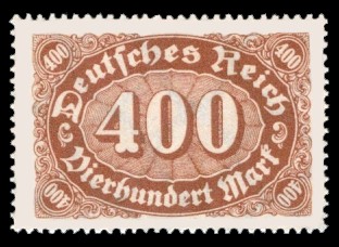 400 M Briefmarke: Ziffer im Queroval, 400M (Wz Waffeln)