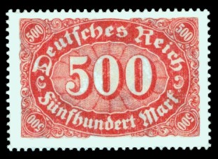 500 M Briefmarke: Ziffer im Queroval, 500M (Wz Waffeln) 500 M Briefmarke: Ziffer im Queroval, 500M (Wz Waffeln)
