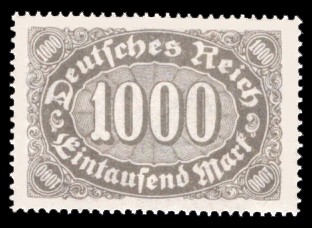 1000 M Briefmarke: Ziffer im Queroval, 1000M (Wz Waffeln) 1000 M Briefmarke: Ziffer im Queroval, 1000M (Wz Waffeln)