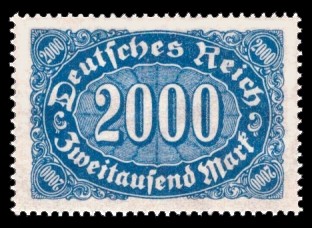 2000 M Briefmarke: Ziffer im Queroval, 2000M (Wz Waffeln) 2000 M Briefmarke: Ziffer im Queroval, 2000M (Wz Waffeln)