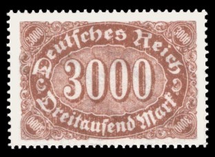 3000 M Briefmarke: Ziffer im Queroval, 3000M (Wz Waffeln)