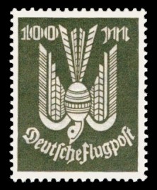 100 M Briefmarke: Flugpostausgabe, Taube (ohne Unterdruck)