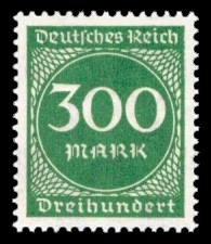 300 M Briefmarke: Ziffern im Kreis, 300 M