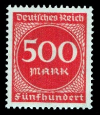 500 M Briefmarke: Ziffern im Kreis, 500 M