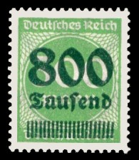 800 Tsd. auf 300 M Briefmarke: Ziffern im Kreis, 300 M - mit Aufdruck 800 Tsd 800 Tsd. auf 300 M Briefmarke: Ziffern im Kreis, 300 M - mit Aufdruck 800 Tsd