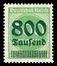 800 Tsd. auf 500 M Briefmarke: Ziffern im Kreis, 500 M - mit Aufdruck 800 Tsd 800 Tsd. auf 500 M Briefmarke: Ziffern im Kreis, 500 M - mit Aufdruck 800 Tsd