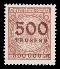 500000 M Briefmarke: Korbdeckel, Rosettenmuster und Posthorn, 500 Tsd 500000 M Briefmarke: Korbdeckel, Rosettenmuster und Posthorn, 500 Tsd