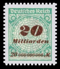 20 Mrd. M Briefmarke: Korbdeckel, Rosettenmuster und Posthorn, 20 Mrd