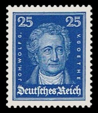 25 Pf Briefmarke: Ber&uuml;hmte Deutsche, Johann Wolfgang Goethe