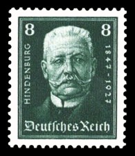 8 + 8 Pf Briefmarke: 80. Geburtstag Paul von Hindenburg 8 + 8 Pf Briefmarke: 80. Geburtstag Paul von Hindenburg