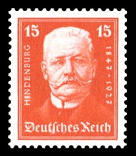 15 + 15 Pf Briefmarke: 80. Geburtstag Paul von Hindenburg