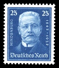 25 + 25 Pf Briefmarke: 80. Geburtstag Paul von Hindenburg