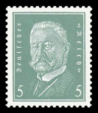5 Pf Briefmarke: Reichspr&auml;sidenten, Paul von Hindenburg