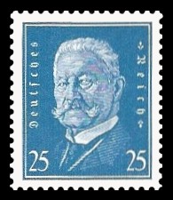 25 Pf Briefmarke: Reichspr&auml;sidenten, Paul von Hindenburg