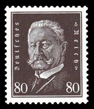 80 Pf Briefmarke: Reichspräsidenten, Paul von Hindenburg