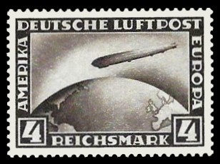 4 RM Briefmarke: Deutsche Luftpost, Zeppelin