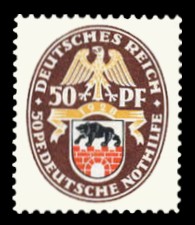 50 + 50 Pf Briefmarke: Deutsche Nothilfe 1928, Wappen, Anhalt