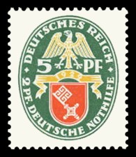 5 + 2 Pf Briefmarke: Deutsche Nothilfe 1929, Wappen, Bremen 5 + 2 Pf Briefmarke: Deutsche Nothilfe 1929, Wappen, Bremen