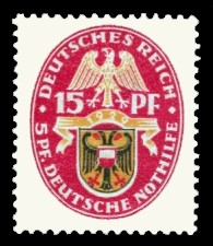 15 + 5 Pf Briefmarke: Deutsche Nothilfe 1929, Wappen, Lübeck 15 + 5 Pf Briefmarke: Deutsche Nothilfe 1929, Wappen, Lübeck