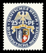 25 + 10 Pf Briefmarke: Deutsche Nothilfe 1929, Wappen, Mecklenburg-Strelitz 25 + 10 Pf Briefmarke: Deutsche Nothilfe 1929, Wappen, Mecklenburg-Strelitz