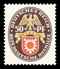 50 + 40 Pf Briefmarke: Deutsche Nothilfe 1929, Wappen, Schaumburg-Lippe