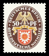50 + 40 Pf Briefmarke: Deutsche Nothilfe 1929, Wappen, Schaumburg-Lippe 50 + 40 Pf Briefmarke: Deutsche Nothilfe 1929, Wappen, Schaumburg-Lippe