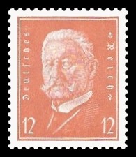 12 Pf Briefmarke: Reichspr&auml;sidenten, Paul von Hindenburg