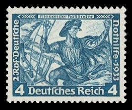 4 + 2 Rpf Briefmarke: Deutsche Nothilfe, R.Wagner-Werke, Fliegender Holl&auml;nder