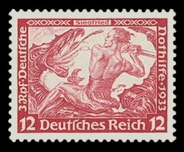 12 + 3 Rpf Briefmarke: Deutsche Nothilfe, R.Wagner-Werke, Siegfried