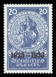 20 + 60 Pf Briefmarke: 10 Jahre Deutsche Nothilfe, Nackt 20 + 60 Pf Briefmarke: 10 Jahre Deutsche Nothilfe, Nackt