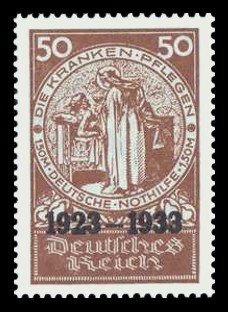 50 Pf + 1,50 M Briefmarke: 10 Jahre Deutsche Nothilfe, Krank 50 Pf + 1,50 M Briefmarke: 10 Jahre Deutsche Nothilfe, Krank