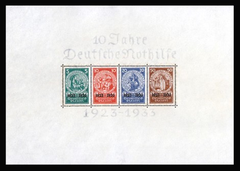 3,50 M Briefmarke: Block: 10 Jahre Deutsche Nothilfe 3,50 M Briefmarke: Block: 10 Jahre Deutsche Nothilfe