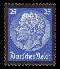 25 Pf Briefmarke: Tod von Paul von Hindenburg
