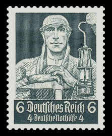 6 + 4 Pf Briefmarke: Deutsche Nothilfe, Berufe, Bergmann