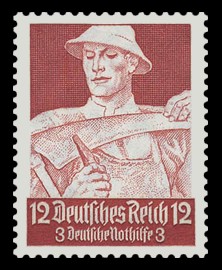 12 + 3 Pf Briefmarke: Deutsche Nothilfe, Berufe, Bauer
