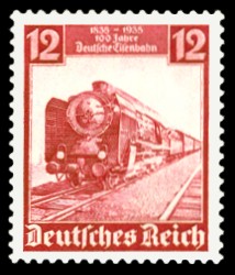 12 Pf Briefmarke: 100 Jahre Deutsche Eisenbahn