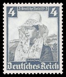 4 + 3 Pf Briefmarke: Deutsche Nothilfe, Volkstrachten, Schlesien